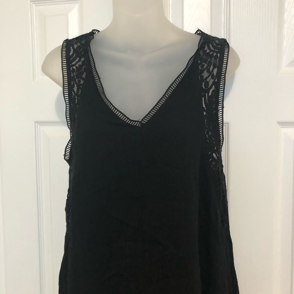 ANAMA Women Small Blouse Shirt Oversize Black Lace